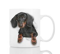 Tasse en céramique noire avec motif teckel - Cadeau parfait pour teckel - Tasse à café humoristique en forme de chien - Taille unique
