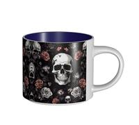 Tasse en céramique noire avec motif tête de mort pour Halloween, corps délicat, corps épais, simple et élégant