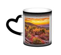 Tasse en céramique paysage d'automne imprimé tasse à changement de couleur sensible à la chaleur dans le ciel tasses à café tasse en céramique 330 ml