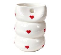 Tasse en céramique peinte à la main en forme de cœur sans poignée 360 ml | Tasse créative à trou unique pour les amateurs de café, les voyageurs, la cuisine, le bureau, les boissons chaudes et froides