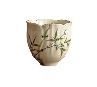 Tasse en céramique peinte à la main en forme de fleur d'asperges vertes de 60 ml - Ustensiles de boisson personnalisés simples et frais - asperges vertes