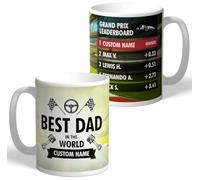 Tasse en céramique personnalisée « Best Dad in The World Grand Prix » 325 ml pour les fans de sport automobile Cadeau de Noël ou d'anniversaire