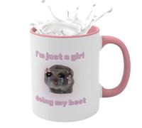 Tasse en céramique pour hamster triste, tasse en céramique avec nœud papillon « I'm Just A Girl », tasse en céramique « Sad Hamster Meme », « Im Just A Girl Hamster », « Another Day Another Slay »