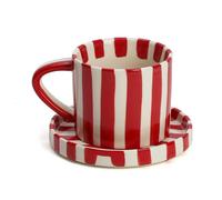 Tasse en céramique rayée avec soucoupe 350 ml