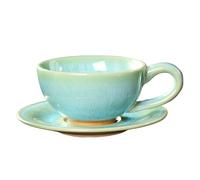 Tasse en céramique rustique - Tasse à soupe avec, ensemble de tasses à café et soucoupes japonaises | Tasse à latte de style japonais changeant de four 150 ml Tasse à café vintage en grès pour