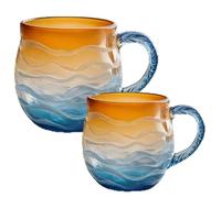 Tasse en céramique Sea Glass Sunset, tasse à café sur le thème de l'océan avec motif coloré de vagues, tasse à grande anse sécurisée pour thé ou chocolat chaud, cadeau pour les amoureux de la plage