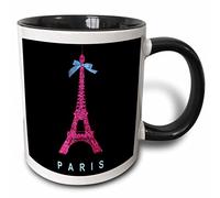 Tasse En Céramique Tour Eiffel Roses Fuchsia Avec Un Nœud En Ruban Bleu Girly Minimaliste Mug Thé Avec Poignée Tasses À Café Pour Maison Femme Homme