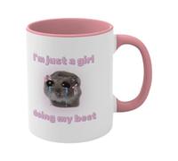 Tasse en céramique Tuxxjzm « I'm Just A Girl » avec nœud papillon - 350 ml - Motif hamster triste et amusant - Tasse à café en céramique pour hamster
