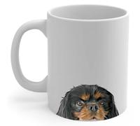 Tasse En Céramique Un Cavalier King Charles Spaniel Noir Et Feu Curieux Jette Un Coup D'Œil. Colorées Mug À Café En Céramique Porcelaine Mugs Café Pour Femme Collègue Boissons