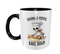 Tasse en Céramique Un Squelette Rigolo Qui Fait Une Dépression Nerveuse Céramique Souvenir Mug Original Cadeau d'anniversaire Tasses À Café 11Oz