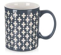 Tasse en céramique vintage - ORION - 350 ml - Bleu - Compatible lave-vaisselle - Compatible micro-ondes - Motif crème