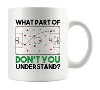 Tasse en céramique « What Part Of Don't You Understand Soccer Player » pour entraîneur, amateur de football, pour homme, mari, petit ami, frère, 325 ml (blanc)