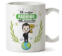 (Tasse en Espagnol) Padrino Tasses de café et Petit-déjeuner à Donner aux parrains et marraines - Le Meilleur Parrain du Monde - Céramique 350 ML