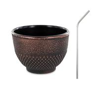 Tasse en fonte noire et bronze 0,15 L + 4 pailles en inox Youdoit