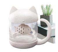 Tasse En Forme De Chat Mignon - Tasse À Thé En Verre 9 X 12 X 13 Cm Avec Infuseur À Thé Et Filtre En Forme De Poisson, Tase Personnalisée Amusante Et Cool Sur Le Thème Du Chat, Cadeau Pour Dames, Fil