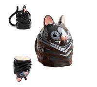Tasse En Forme De Chauve-souris À L'envers, Tasse À Café 3D Mignonne Avec Poignée En Forme De Queue Et Base Stable Lestée, Tasses Brillante Noire En Formes D'animal Amusant Pour Maison Bureau L'école