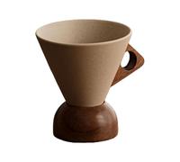 Tasse en forme de cône, poignée en bois, tasse à eau, café avec design moderne, récipient à thé, latte, accessoire de table de cuisine avec style élégant, outil de boisson pour la maison, le bureau et