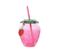 Tasse en forme de fraise, d'ananas, de 500 ml avec pailles épaississantes, pour lait, thé, jus de fruits, boissons pour fête (fraise)