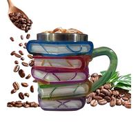 Tasse en forme de livre peint - Tasse à boisson avec poignée | Tasse à thé au lait faite à la main colorée en résine + acier inoxydable pour les amateurs de littérature du matin, bibliothèque, café