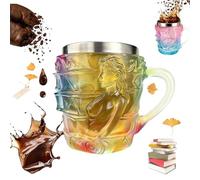 Tasse en forme de livre - Peinte à la main - Design fantaisie féminin - 150 ml - Parfait pour femme - Rat de bibliothèque - Écrivains, bibliothécaires, lecteurs, amateurs de lecture, Noël