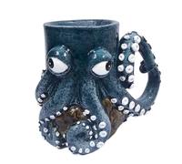 Tasse en forme de pieuvre, statue de créature marine, design artistique fantaisie pour amateurs de thé au lait, 12,5 x 8 x 10 cm, idéal pour les voyages, Noël, festivals, cadeaux d'anniversaire