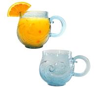 Tasse en forme de vague de verre de mer | Tasse texturée sur le thème de la plage avec poignée | Tasse à café en résine avec texture vague de l'océan | Cadeau inspiré des mers pour thé, café, vin