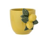 Tasse en grès jaune, à motifs, peint à la main - Bloomingville, Limone - Ø13xH10 cm