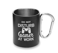 Tasse en métal avec poignée mousqueton « Do Not Disturb Gamer at Work »