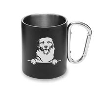 Tasse en métal avec poignée mousqueton en forme de chien des Pyrénées