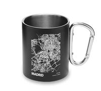 Tasse en métal avec poignée mousqueton et carte de la ville de Madrid Espagne