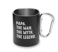 Tasse en métal avec poignée mousqueton et inscription « Papa The Man Myth Legend »