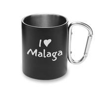 Tasse en métal avec poignée mousqueton I Love Malaga City Travel Espagne