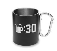 Tasse en métal Time for Beer Thirty Lovers Everytime avec poignée mousqueton, tasse de camping