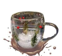 Tasse en pin, tasse à café, thé, verre enneigé, collection de Noël, tasse à thé en forme de sapins | Tasse à thé isotherme avec double couche pour la maison et le bureau