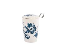EigenArt Gobelet Teaeve Luna double paroi porcelaine, couvercle, passoire inox, sans BPA, 350 ml
