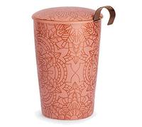 Tasse en porcelaine à double paroi avec infuseur - Mandala Power rose - Diamètre 8.5 cm x Hauteur 13 cm