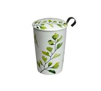 EigenArt Tasse à thé double paroi en porcelaine avec couvercle et infuseur inox 350 ml