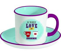 Tasse en porcelaine avec soucoupe Retro Break Tea Blue