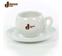 Tasse en porcelaine blanche Danesi Caffé avec soucoupe pour Latte 250 ml