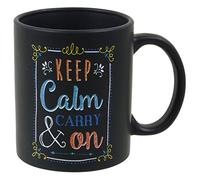 Tasse en Porcelaine de Style Tableau Noir avec boîte Cadeau, Keep Calm & Carry on.