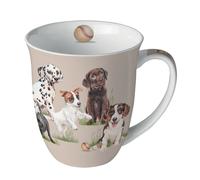 Ambiente Tasse en porcelaine de 10 cm avec motif de chien - 0,4 l - Tasse à café, tasse à thé, cacao - Tasses et gobelets motif animal pour les fans de chiens - Tasse en porcelaine, marron
