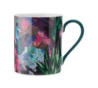 Tasse en porcelaine Mikasa x Sarah Arnett, Tasse imprimée pour le thé et le café, Tasse unique pour offrir, imprimé paon, 350ml - Lavable au lave-vaisselle