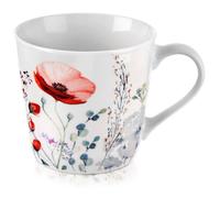 Tasse en porcelaine - Orion - Fleurs MAKI - 430 ml - 13,5x10x9,2 cm - Blanche - Décor floral