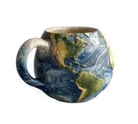 Tasse en résine motif terre pour la maison et le stockage de l'eau, verre à boire unique en forme de globe pour l'intérieur, durable et élégant Qpz872 (bleu, 10 cm)