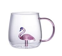 Tasse en verre 3D 380 ml résistante à la chaleur portable pour boissons | Transparent pour la maison, le lieu de travail, les bars, les cafés, les restaurants, la cuisine, le bureau, les voyages
