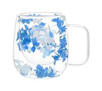 Tasse en Verre à Double Couche - Tasse en Verre Léger, Tasse à Café Transparente | Floral Fusion Tasses en Verre à Double Paroi, Tasse à Thé en Verre, Tasse à Expresso en Verre à Double Paroi