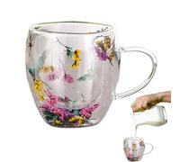 Tasse en verre à double paroi en forme de - Tasse en verre isotherme esthétique en verre résistant à la chaleur pour adultes, les âges, amis