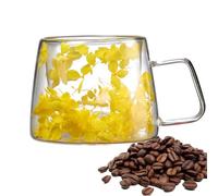 Tasse en verre à double paroi - Tasse à café avec fleurs en couches | Fleurs de tasse à café en verre à double couche | Tasse à café avec des fleurs de 200 ml de capacité | Tasse à fleurs décorative