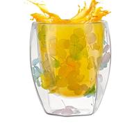 Tasse en verre à double paroi | Tasse à thé en verre double couche - Tasses à thé isothermes transparentes élégantes avec fleurs 350 ml pour thé, lait, latte, jus