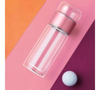 Tasse en verre avec isolation double couche et fonction de séparation du thé, conçue pour boire du thé de grande capacité et durabilité dans un usage quotidien (rouge - 450 ml)